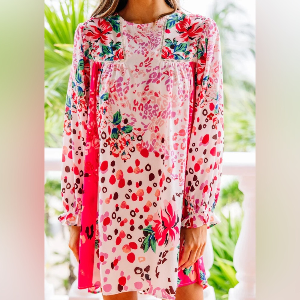 Umgee NWOT Floral‎ Long Sleeve Womens Dress Tunic Easter Spring Summer Size M
